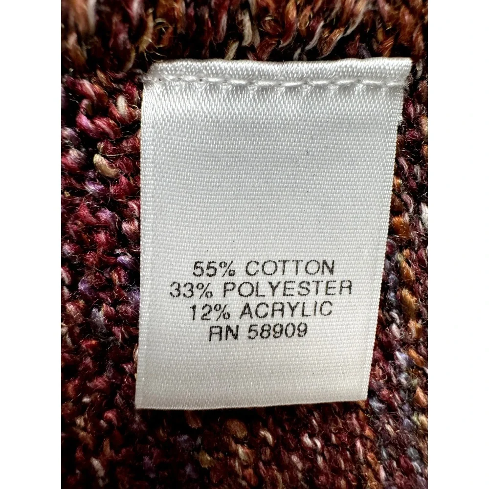 Chelsea & Violet Cardigan Sweater Womens Small Brown Space Dye Faux Leather Trim
